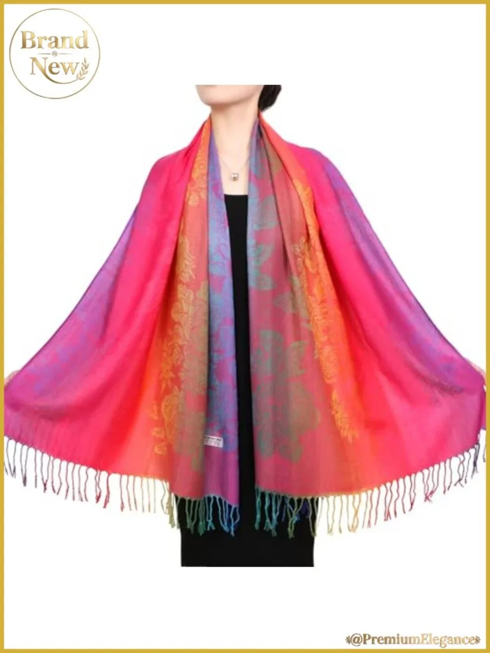 Paisley Pashmina Wrap Shawl Tassels Polyester Cotton Blend
